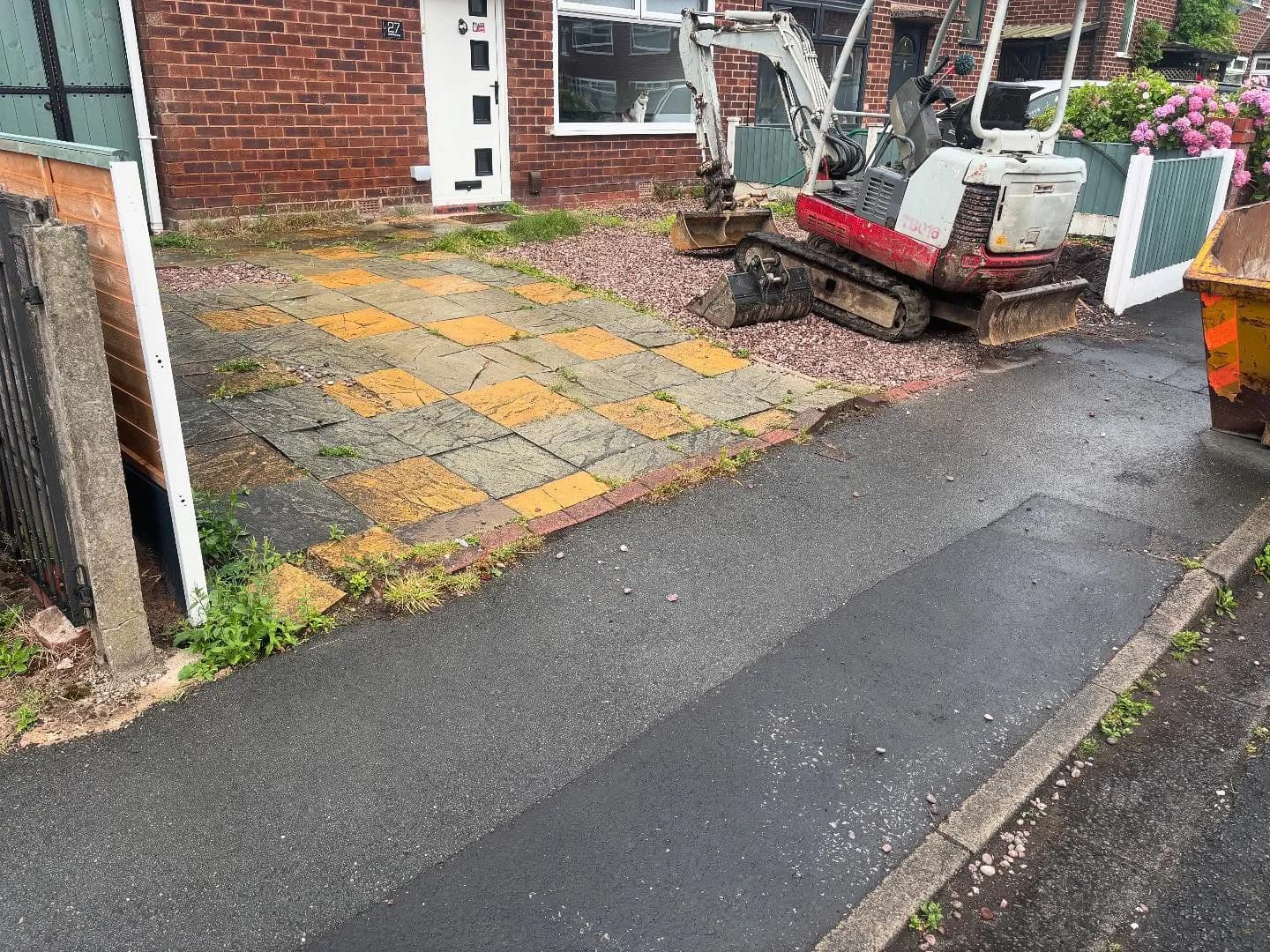 Driveway before M60 replaced the worn paving